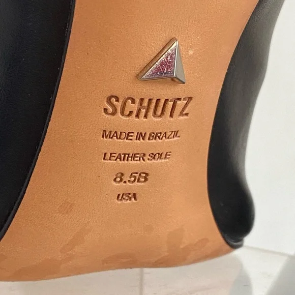 SCHUTZ Black Peep-Toe Lace-Up Stilettos - Picture 8 of 13